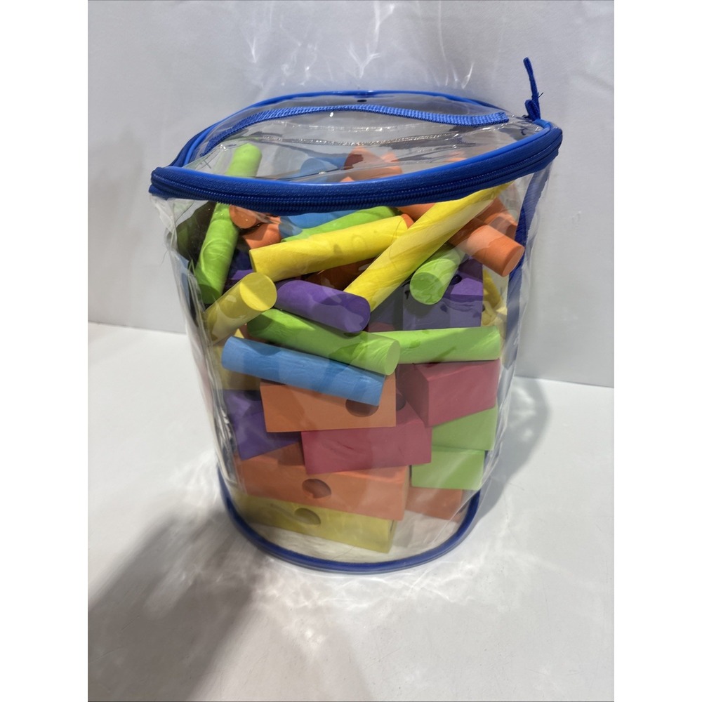Verdes Foam Peg Blocks Interlocking Foam Building Set Zipper Carry Bag 59 Pieces - Picture 8 of 12